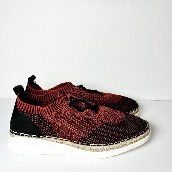 VINCE CAMUTO KNIT SNEAKERS WITH JUTE WRAP RED BLACK WOMEN SHOES SIZE 10 NEW - Picture 3 of 5